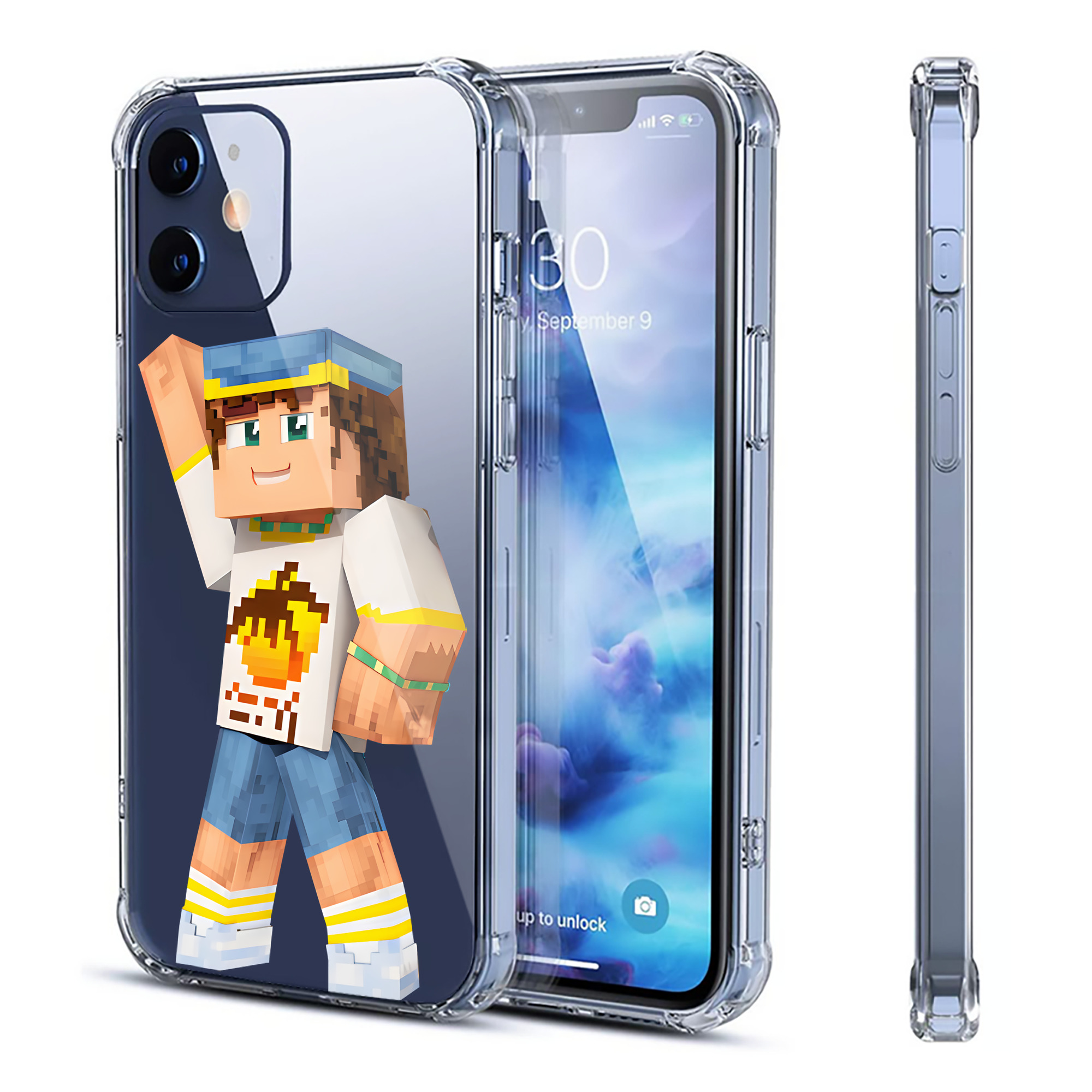 （画像用） マインクラフト ブロックの世界 Minecraft MC Block world 【iPhone 12シリーズ対応】透明スマホケース（クリアソフトケース）